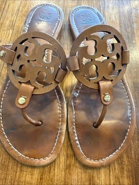 Tory Burch Miller Womens Sandals Worn Brown Sz 10 (m1)
